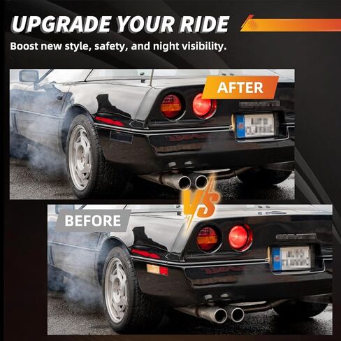 غلاف مصابيح التحديد الجانبية الخلفية متوافق مع Chevy Corvette C4 (قاعدة، Grand Sport، ZR1) 1988-1996، [DOT] [IP67 مقاوم للماء] غطاء ضوء إشارة الانعطاف الخلفي [بدون مصابيح]، عدسة مدخنة in Kuwait