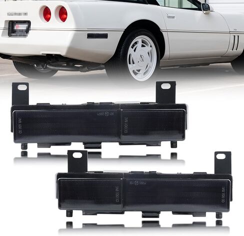 غلاف مصابيح التحديد الجانبية الخلفية متوافق مع Chevy Corvette C4 (قاعدة، Grand Sport، ZR1) 1988-1996، [DOT] [IP67 مقاوم للماء] غطاء ضوء إشارة الانعطاف الخلفي [بدون مصابيح]، عدسة مدخنة in Kuwait