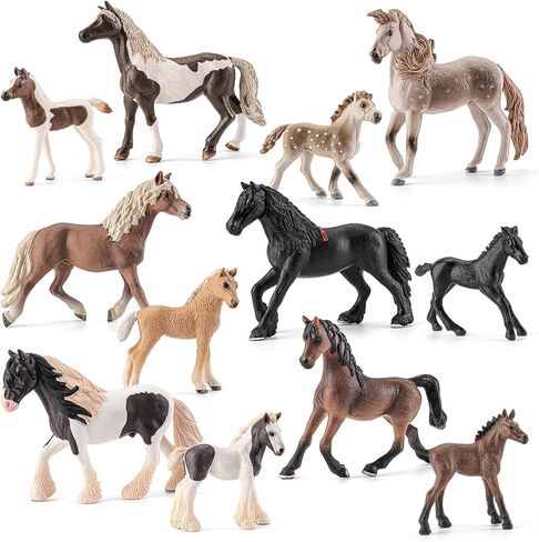 12PCS 6" Horse Toys Family Figurines for Girls Boys 3 4 5 6+ Years Old, Realistic Farm Animal Toys Figurines Learning Toys for Kids, Horse Party Favors Birthday Gift Cake Toppers Decoration in Saudi Arabia
