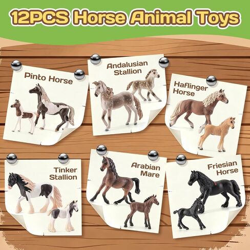 12PCS 6" Horse Toys Family Figurines for Girls Boys 3 4 5 6+ Years Old, Realistic Farm Animal Toys Figurines Learning Toys for Kids, Horse Party Favors Birthday Gift Cake Toppers Decoration in Saudi Arabia