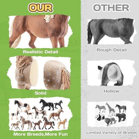 12PCS 6" Horse Toys Family Figurines for Girls Boys 3 4 5 6+ Years Old, Realistic Farm Animal Toys Figurines Learning Toys for Kids, Horse Party Favors Birthday Gift Cake Toppers Decoration in Saudi Arabia