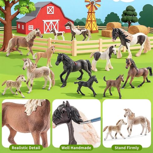 12PCS 6" Horse Toys Family Figurines for Girls Boys 3 4 5 6+ Years Old, Realistic Farm Animal Toys Figurines Learning Toys for Kids, Horse Party Favors Birthday Gift Cake Toppers Decoration in Saudi Arabia