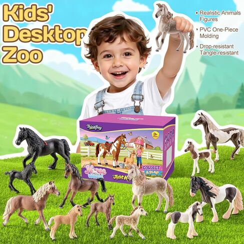12PCS 6" Horse Toys Family Figurines for Girls Boys 3 4 5 6+ Years Old, Realistic Farm Animal Toys Figurines Learning Toys for Kids, Horse Party Favors Birthday Gift Cake Toppers Decoration in Saudi Arabia