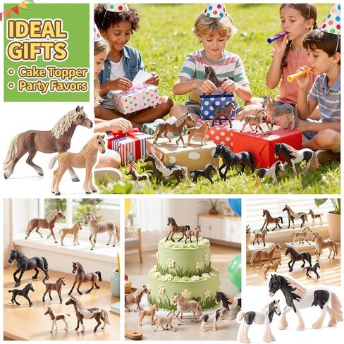 12PCS 6" Horse Toys Family Figurines for Girls Boys 3 4 5 6+ Years Old, Realistic Farm Animal Toys Figurines Learning Toys for Kids, Horse Party Favors Birthday Gift Cake Toppers Decoration in Saudi Arabia