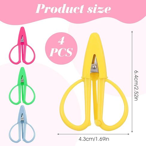 4Pcs Mini Scissors - Tiny Travel Scissors with Cover, Sharp Small Scissor Back to School Crafts Sewing Embroidery Tool (Yellow, Pink, Blue, Green) in Kuwait