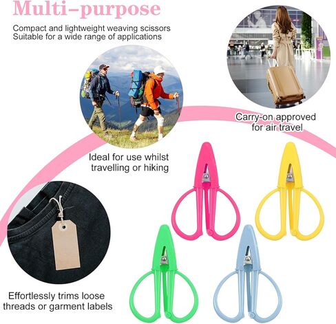 4Pcs Mini Scissors - Tiny Travel Scissors with Cover, Sharp Small Scissor Back to School Crafts Sewing Embroidery Tool (Yellow, Pink, Blue, Green) in Kuwait
