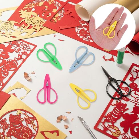 4Pcs Mini Scissors - Tiny Travel Scissors with Cover, Sharp Small Scissor Back to School Crafts Sewing Embroidery Tool (Yellow, Pink, Blue, Green) in Kuwait