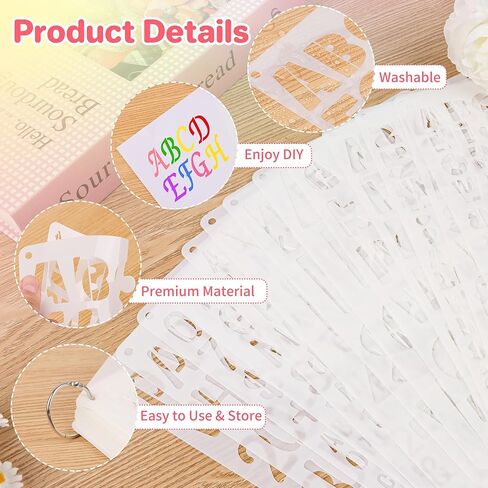 36Pcs Letter Stencils for Painting 1/2,3/4,1,5/4,2Inch Small Reusable Plastic Letter Geometric Alphabet and Number Templates for Scrapbooking Walls Art Projects Notebook Journal Home Decor Custom Sign in Saudi Arabia