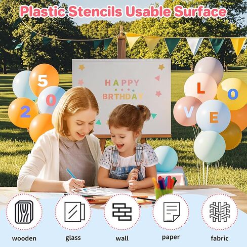 36Pcs Letter Stencils for Painting 1/2,3/4,1,5/4,2Inch Small Reusable Plastic Letter Geometric Alphabet and Number Templates for Scrapbooking Walls Art Projects Notebook Journal Home Decor Custom Sign in Saudi Arabia