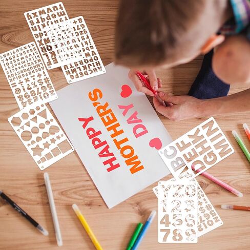 36Pcs Letter Stencils for Painting 1/2,3/4,1,5/4,2Inch Small Reusable Plastic Letter Geometric Alphabet and Number Templates for Scrapbooking Walls Art Projects Notebook Journal Home Decor Custom Sign in Saudi Arabia