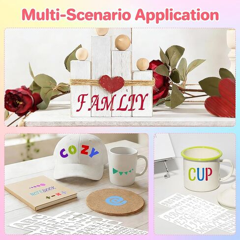 36Pcs Letter Stencils for Painting 1/2,3/4,1,5/4,2Inch Small Reusable Plastic Letter Geometric Alphabet and Number Templates for Scrapbooking Walls Art Projects Notebook Journal Home Decor Custom Sign in Saudi Arabia