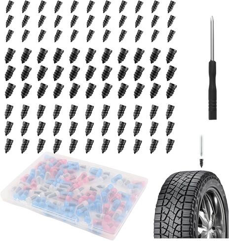 OFBAND 60PCS 4 Sizes Tire Repair Rubber Nail Kit,Quick Emergency Screw in Tire Plugs Kit for Tubeless Tyre,Self-Service Heavy Duty Flat Tires Repair Kits as Tires Repairs Tools in Kuwait