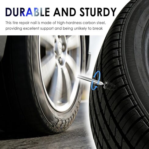 OFBAND 60PCS 4 Sizes Tire Repair Rubber Nail Kit,Quick Emergency Screw in Tire Plugs Kit for Tubeless Tyre,Self-Service Heavy Duty Flat Tires Repair Kits as Tires Repairs Tools in Kuwait