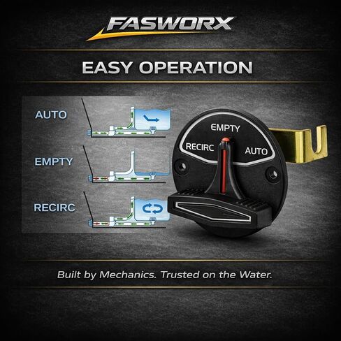 استبدال مشغل صمام Livewell ذو 3 مواضع FASWORX لـ 5900006 وFlow-Rite RK3-BW - يناسب قوارب Ranger وSkeeter وStratos Bass - رافعة التحكم في سلسلة النظام 3 V3 - إعادة التدوير، الفارغة، الأوضاع التلقائية in Kuwait