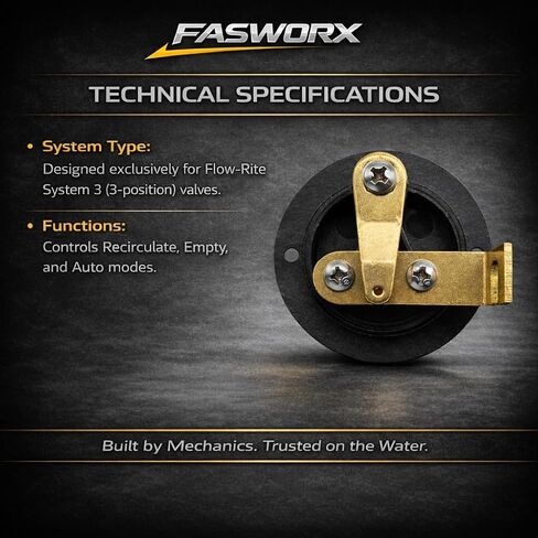استبدال مشغل صمام Livewell ذو 3 مواضع FASWORX لـ 5900006 وFlow-Rite RK3-BW - يناسب قوارب Ranger وSkeeter وStratos Bass - رافعة التحكم في سلسلة النظام 3 V3 - إعادة التدوير، الفارغة، الأوضاع التلقائية in Kuwait