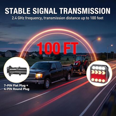 Wireless Trailer Lights, Rechargeable Magnetic LED Tow Lights Kit, 2.4GHz Portable Wireless Tail Lights, Brake Turn Signal Towing Light Kit for Trucks, Trailer, Boats, RVs, Campers, IP67 Waterproof in Saudi Arabia