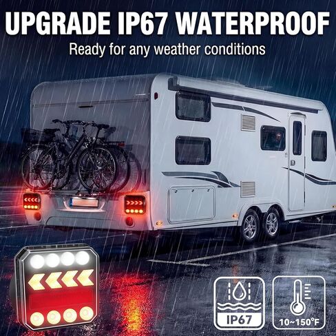 Wireless Trailer Lights, Rechargeable Magnetic LED Tow Lights Kit, 2.4GHz Portable Wireless Tail Lights, Brake Turn Signal Towing Light Kit for Trucks, Trailer, Boats, RVs, Campers, IP67 Waterproof in Saudi Arabia