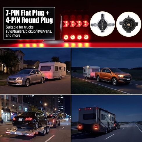 Wireless Trailer Lights, Rechargeable Magnetic LED Tow Lights Kit, 2.4GHz Portable Wireless Tail Lights, Brake Turn Signal Towing Light Kit for Trucks, Trailer, Boats, RVs, Campers, IP67 Waterproof in Saudi Arabia