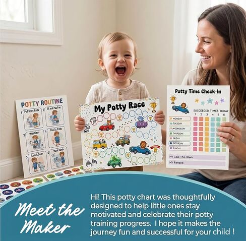 Animal Truck Potty Training Chart for Kids – 8 Potty Race Charts + 8 Weekly Check-Ins + 8 Reward Stickers + 2 Routine Guides, Toddler Potty Training Rewards Kit with Adhesive Dots (PTraining-264Ap) in Saudi Arabia