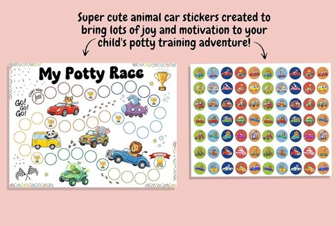 Animal Truck Potty Training Chart for Kids – 8 Potty Race Charts + 8 Weekly Check-Ins + 8 Reward Stickers + 2 Routine Guides, Toddler Potty Training Rewards Kit with Adhesive Dots (PTraining-264Ap) in Saudi Arabia