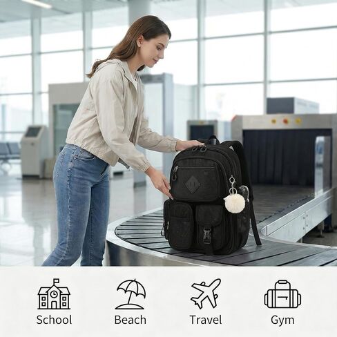 Mesh Backpack Heavy Duty, Semi-Transparent Bag for Women Girls Boys Adults, Large Capacity Bookbag with Padded Straps for School Beach Swimming Sports Travel Work-Black in Kuwait