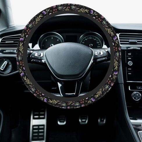 Car Steering Wheel Cover, 14.5"-15" Inch Universal Anti-Slip DurableSteering Wheel Protective Cover, Breathable Auto Interior Decoration Accessories for Sedan SUV Truck (Wildflower) in Saudi Arabia