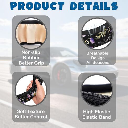 Car Steering Wheel Cover, 14.5"-15" Inch Universal Anti-Slip DurableSteering Wheel Protective Cover, Breathable Auto Interior Decoration Accessories for Sedan SUV Truck (Wildflower) in Saudi Arabia