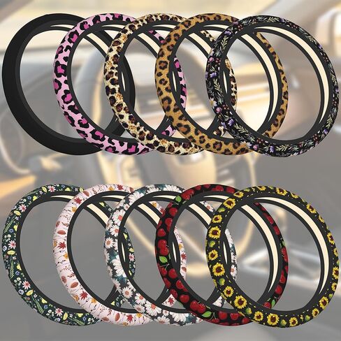 Car Steering Wheel Cover, 14.5"-15" Inch Universal Anti-Slip DurableSteering Wheel Protective Cover, Breathable Auto Interior Decoration Accessories for Sedan SUV Truck (Wildflower) in Saudi Arabia