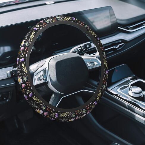 Car Steering Wheel Cover, 14.5"-15" Inch Universal Anti-Slip DurableSteering Wheel Protective Cover, Breathable Auto Interior Decoration Accessories for Sedan SUV Truck (Wildflower) in Saudi Arabia