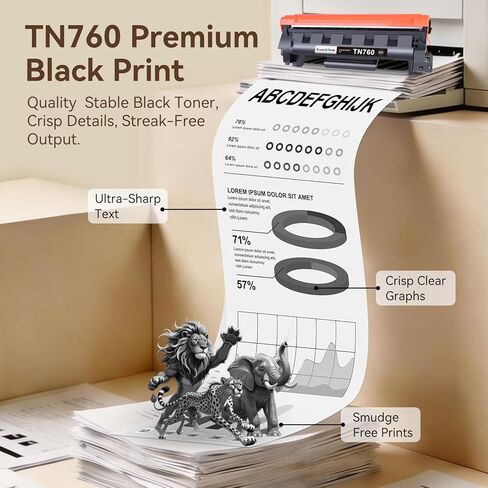 Compatible TN760 Toner Cartridge Replacement for Brother TN760 TN-760 TN730/760 TN-730 High Yield MFC-L2710DW MFC-L2750DW HL-L2395DW HL-L2370DW DCP-L2550DW HL-L2390DW HL-L2350DW Printer Black, 2-Pack in Saudi Arabia