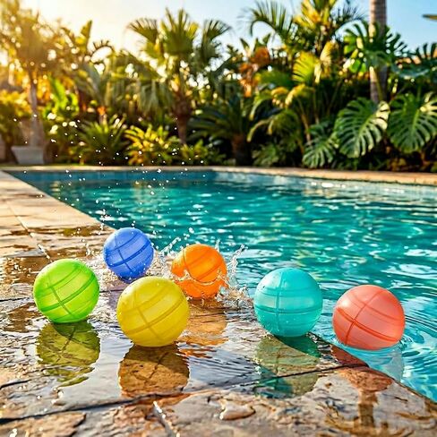 6 Pack Reusable Water Balloons, Refillable Silicone Water Balloons – Quick Fill, Self Sealing Water Balloon for Pool, Summer Toys Beach Toys for Outdoor Idea Gift, Party Supplies in Kuwait