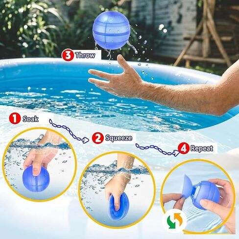 6 Pack Reusable Water Balloons, Refillable Silicone Water Balloons – Quick Fill, Self Sealing Water Balloon for Pool, Summer Toys Beach Toys for Outdoor Idea Gift, Party Supplies in Kuwait