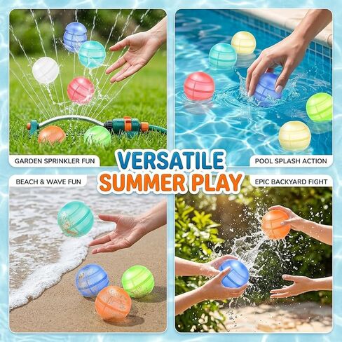 6 Pack Reusable Water Balloons, Refillable Silicone Water Balloons – Quick Fill, Self Sealing Water Balloon for Pool, Summer Toys Beach Toys for Outdoor Idea Gift, Party Supplies in Kuwait