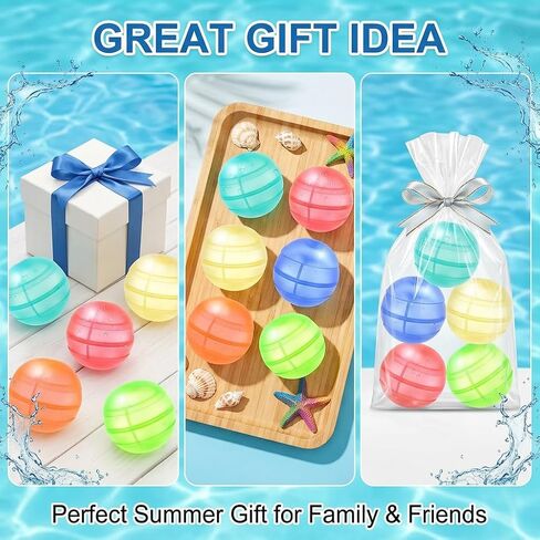 6 Pack Reusable Water Balloons, Refillable Silicone Water Balloons – Quick Fill, Self Sealing Water Balloon for Pool, Summer Toys Beach Toys for Outdoor Idea Gift, Party Supplies in Kuwait