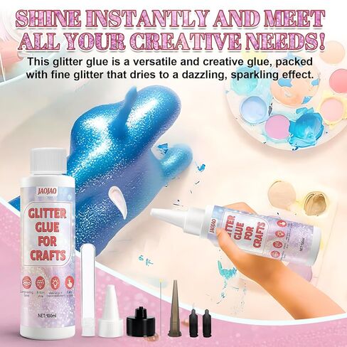 Glitter Glue, Art Glue for Decorating & Painting and Strong Bonding, Suit for Fine Paper Crafting, Card Making, DIY Art Craft, Painting, Scrapbooking Decorating, with Fine Metal Tip, 100ml, White in Saudi Arabia