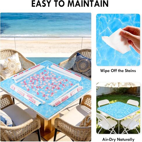 31.5'' Mahjong Mat, 100% crease-free, non-slip, noise-reducing table cover with carrying bag, featuring a water ripple rubber design perfect for American Mahjong, poker, board games, and dominoes. in Saudi Arabia