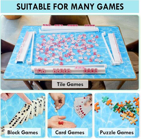31.5'' Mahjong Mat, 100% crease-free, non-slip, noise-reducing table cover with carrying bag, featuring a water ripple rubber design perfect for American Mahjong, poker, board games, and dominoes. in Saudi Arabia