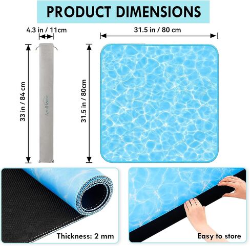 31.5'' Mahjong Mat, 100% crease-free, non-slip, noise-reducing table cover with carrying bag, featuring a water ripple rubber design perfect for American Mahjong, poker, board games, and dominoes. in Saudi Arabia