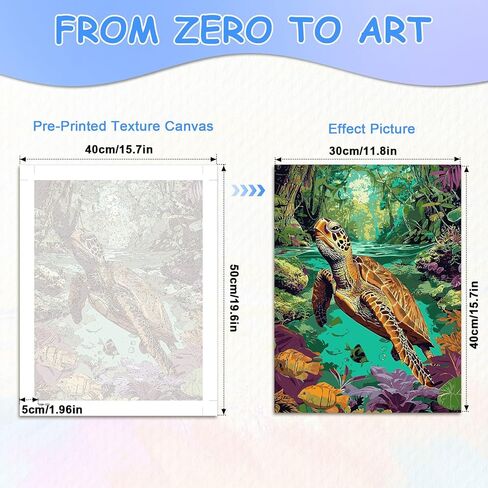 zpptAugs Paint by Numbers Kit for Adults Beginners，Sea Turtle Acrylic Adult Paint by Number Kits on Canvas,Digital Oil Number Painting Kits for Home Decor Gift 12"x16"(Without Frame) in Kuwait