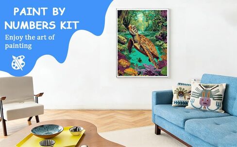 zpptAugs Paint by Numbers Kit for Adults Beginners，Sea Turtle Acrylic Adult Paint by Number Kits on Canvas,Digital Oil Number Painting Kits for Home Decor Gift 12"x16"(Without Frame) in Kuwait