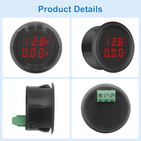 Linkstyle 2 قطعة DC 5V-100V مقياس الجهد الرقمي أمبير، 0.03-10A LED عرض الجهد الحالي مراقب لشاحنة قارب سيارة RV ATV in Kuwait