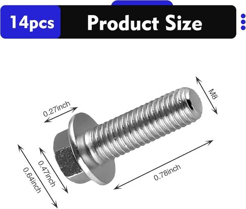 14 PCS Car Ignition Coil Mounting Bolt Screws, M8 x 20mm Metric Thread Hex Screw, Car Engine Coil Flange Bolt Fastener Replacement, Universal for Most Cars, SUVs, Trucks (Silver) in Saudi Arabia