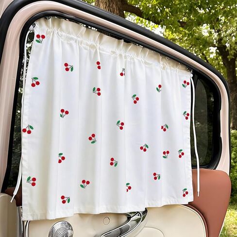 2Pcs Car Curtains for Side Window, Universal Car Window Suction Cup Sunshade with Cherry Designs, Curtains with a Cooling Function, Sunshades for Children in Saudi Arabia