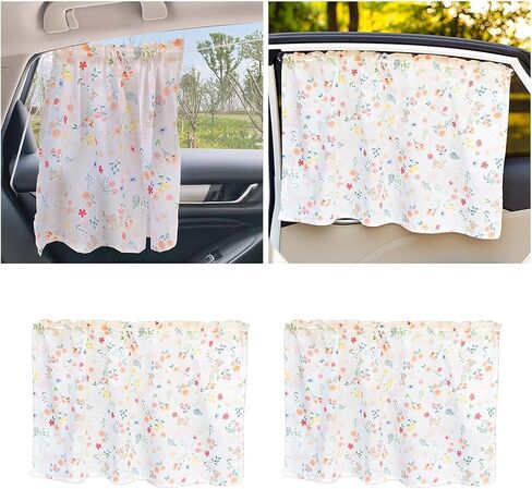 2Pcs Car Curtains for Side Window, Universal Car Window Suction Cup Sunshade with Cherry Designs, Curtains with a Cooling Function, Sunshades for Children in Saudi Arabia