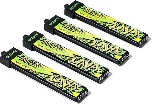 بطارية BETAFPV 4pcs Lava II 680mAh 1S 3.8V 95C LiHV مع موصل BT2.0، متوافقة مع 1S Tiny Whoop Drone Quadcopter مثل Air75 وMeteor75 Pro 1S بدون طيار in Kuwait