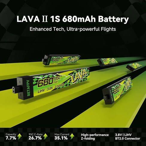 بطارية BETAFPV 4pcs Lava II 680mAh 1S 3.8V 95C LiHV مع موصل BT2.0، متوافقة مع 1S Tiny Whoop Drone Quadcopter مثل Air75 وMeteor75 Pro 1S بدون طيار in Kuwait