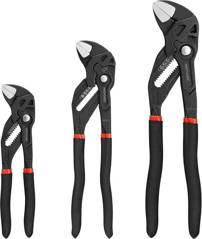 MAXPOWER 3 Pieces Pliers Wrench 7 inch 10 inch 12 inch, Smooth Parallel Jaw, Push Button Quick Adjustable Pliers Set for Plumbing, Pipe Works in Kuwait