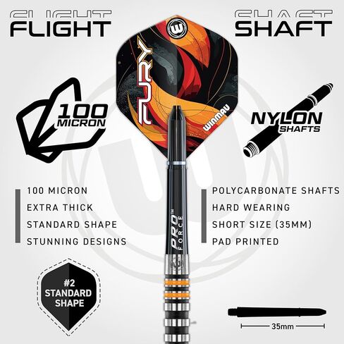 Winmau Fury 90% Tungsten Darts with Prism Flights and Vecta Shafts (Stems) in Saudi Arabia