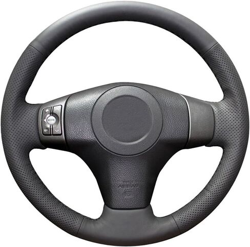 Eiseng Custom Hand Stitched DIY Steering Wheel Cover for Toyota RAV4 SUV 2006-2012 / for Yaris Sedan 2007-2011, Breathable Genuine Leather, Non-Slip Durable Auto Steering Wheel Protector,Black Thread in Kuwait