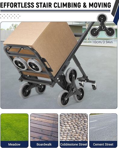 3 in 1 Folding Stair Climbing Cart, Hand Truck Dolly, 550 LBS Capacity Stair Climber Cart All Terrain Stair Dolly for Transport and Moving in Warehouse Supermarket in Saudi Arabia